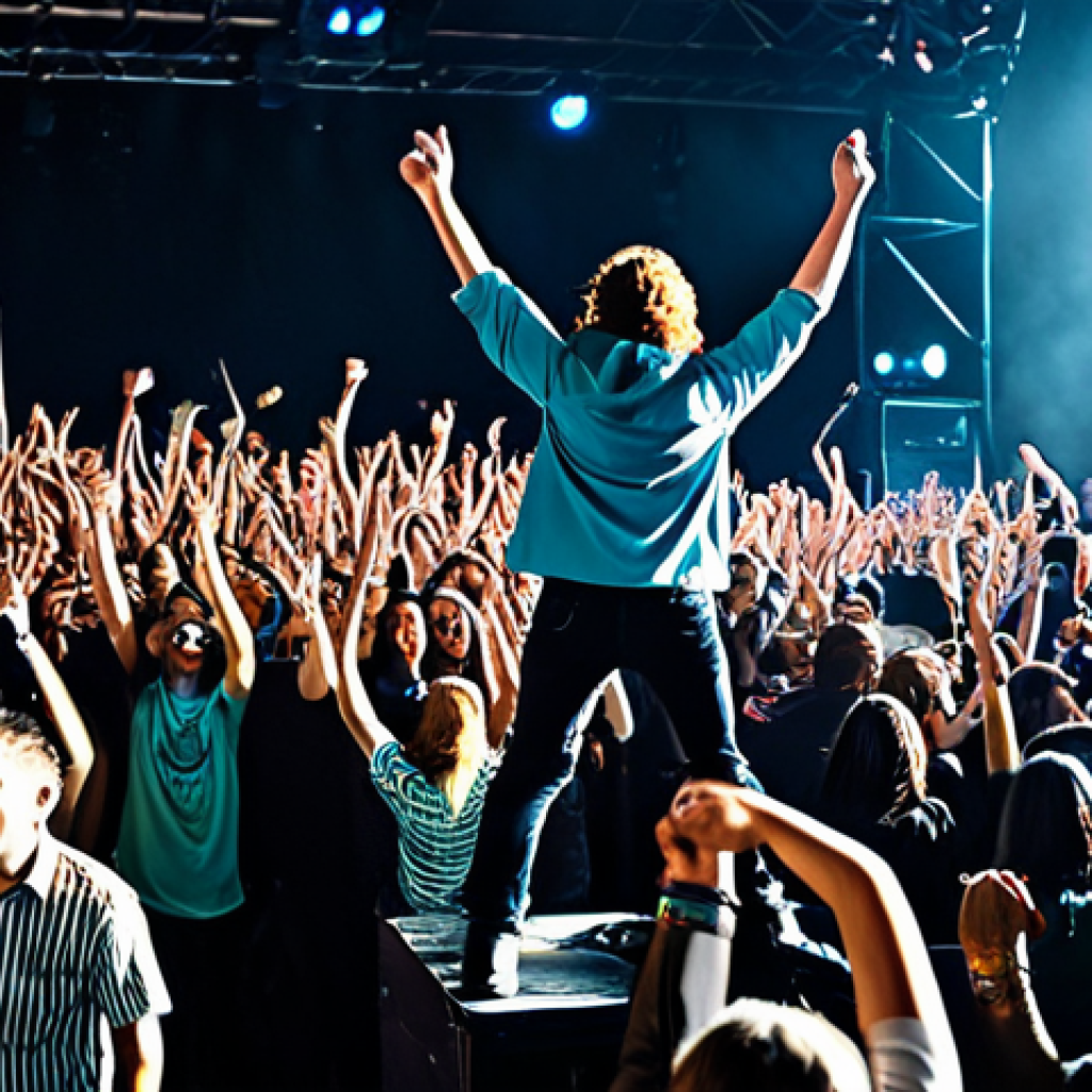 Mayday Concert Scene**
"A fully clothed and diverse crowd enthusiastically cheering at a Mayday concert, safe for work, appropriate content. The stage is brightly lit with dynamic lighting, and Mayday band members are performing, fully clothed in modest, modern rock attire. Capture the energy and excitement of the crowd. Wide shot, professional concert photography, perfect anatomy, natural proportions."
**