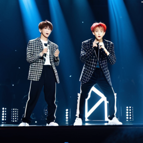 Home 24 **
A fully clothed EXO-CBX performing on a brightly lit stage in Japan. The members are in modest, stylish outfits, appropriate for a professional concert. The background shows a large crowd of enthusiastic fans holding light sticks. Capture the energy and excitement of the performance with perfect anatomy and correct proportions. Safe for work, appropriate content, family-friendly. Professional photography, high quality.
**