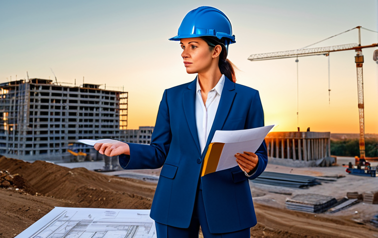 Jolin Tsai와 LGBTQ 지원 활동 - **
"A professional female architect in a modest, stylish pantsuit, reviewing blueprints on a constr...